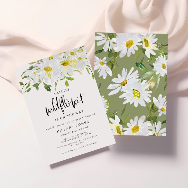 Invitation Fleur sauvage White Daisy | Baby shower Floral été (Créateur téléchargé)