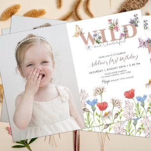Invitation Fleur sauvage Wild & Onederday 1st Birthday Photo