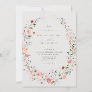 Invitation Fleur sauvage Wreath   Mariage Rsvp Code Qr