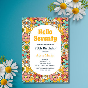 Invitation Fleur Super Hippie Retro Bonjour soixante-dix Anni