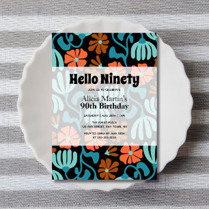 Invitation Fleur Super vintage Bonjour Quatre-vingt-dix 90e a