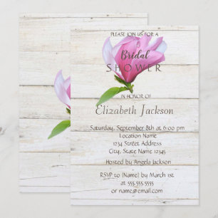 Invitation Fleur, Texture de bois de magnolia Shower de maria