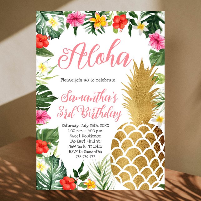 Invitation Fleur tropicale Aloha Anniversaire Luau Hawaiian P (Créateur téléchargé)