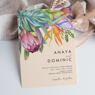 Invitation Fleur tropicale colorée décontractée Mariage pêc