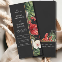 Fleur tropicale et mariage feuille couleur foncé