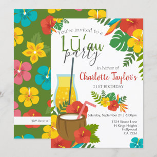Invitation Fleur tropicale Luau