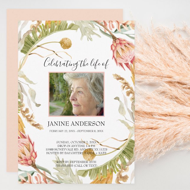 Invitation Fleur tropicale Photo de célébration de la vie (Créateur téléchargé)