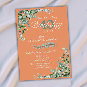 Invitation Fleur verte élégante d'automne pour les 40 ans d'u
