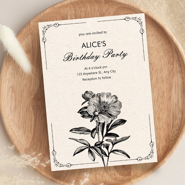 Invitation Fleur vintage (Créateur téléchargé)