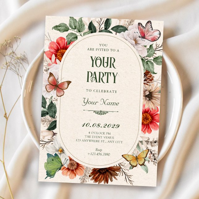 Invitation Fleur vintage (Créateur téléchargé)