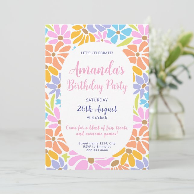 Invitation Fleur vive Jour d'anniversaire (Debout devant)