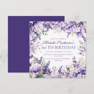 Invitation Fleurie Aquarelle Lave Lavande pour 60e