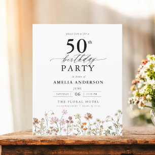 Invitation Fleurie de Jardin Économique pour 50e A