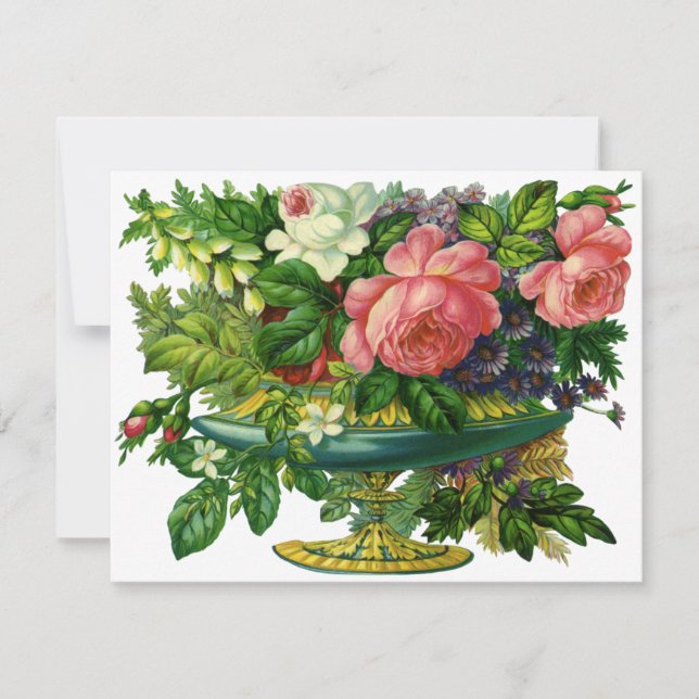Invitation Fleurie de Roses Roses Fleurs de Jardin (Devant)