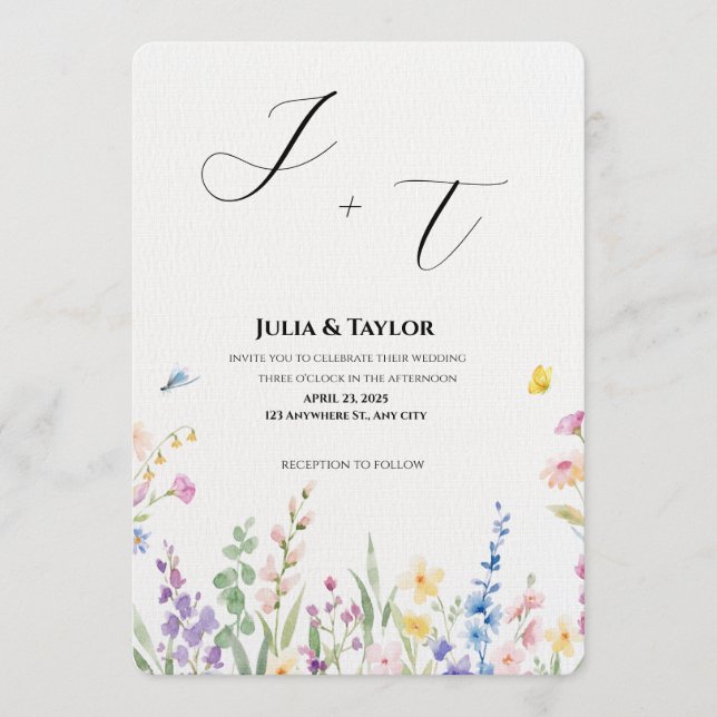 Invitation Fleurie Multicolore Douce (Devant)