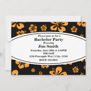 Invitation Fleurie Noir Hibiscus Tropical Orange