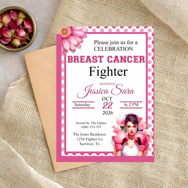 Invitation Fleurie Rose pour la Sensibilisation au (Créateur téléchargé)