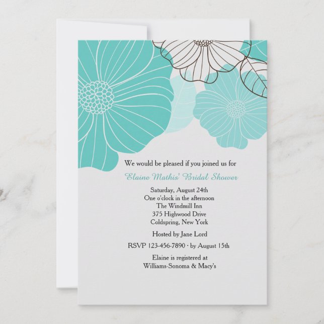 Invitation Fleurie Turquoise (Devant)