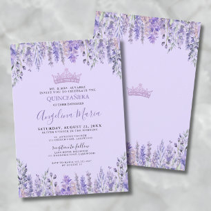 Invitation Fleurie Violette pour Quinceañera