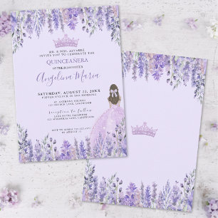 Invitation Fleurie Violette pour Quinceañera