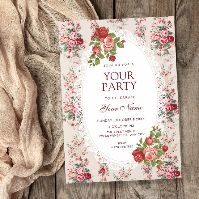 Invitation Fleuris vintage  (Créateur téléchargé)
