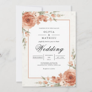 Invitation Fleurissement de fleurs d'abricotier pour mariage