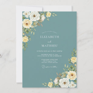 Invitation Fleurissement de mariage Teal Rose