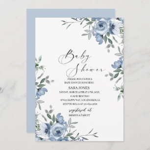 Invitation Fleuron bleu marine et Cho nuptial feuille
