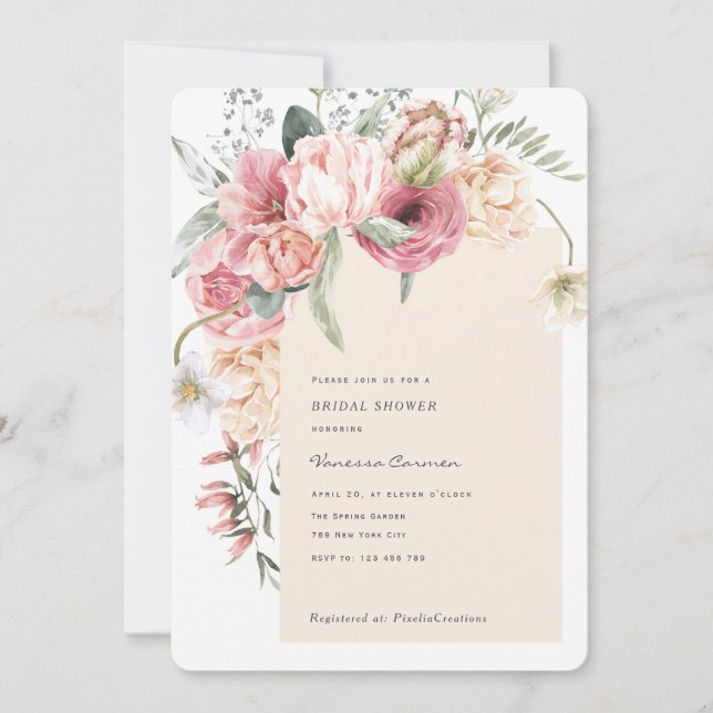 Invitation Fleuron fleuri jardin thématique chic floral (Devant)