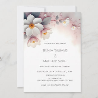 Invitation Fleurs 3D blanches