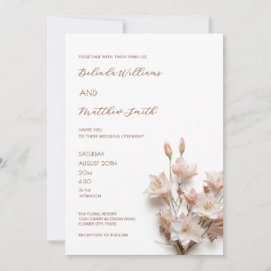 Invitation Fleurs 3D Rose Pâle Blanc