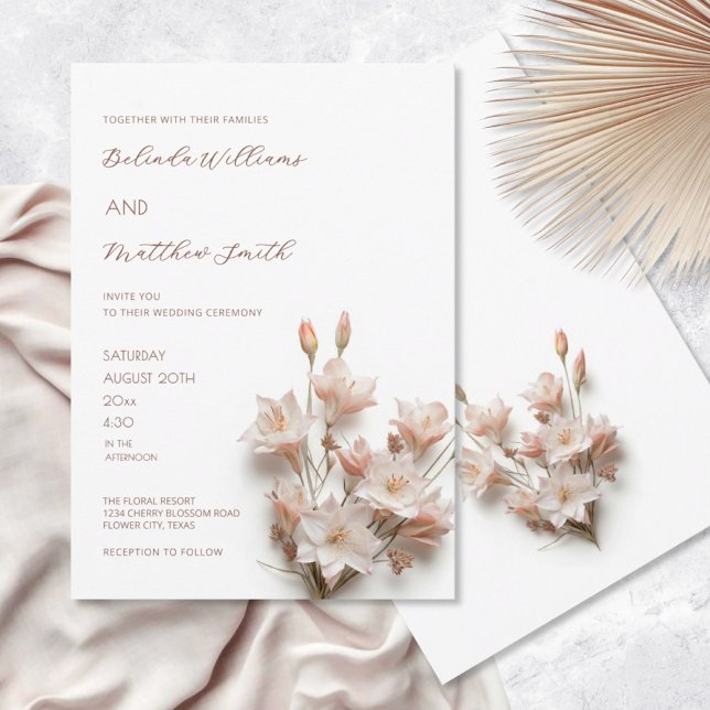 Invitation Fleurs 3D Rose Tendre  (Créateur téléchargé)