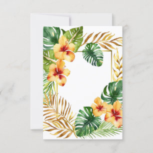 Invitation Fleurs à cadre tropical mariage et feuilles