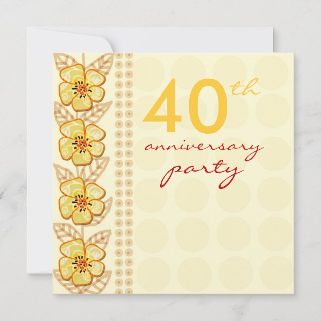Invitation Fleurs à la mode Fête d'anniversaire de mariage de (Devant)