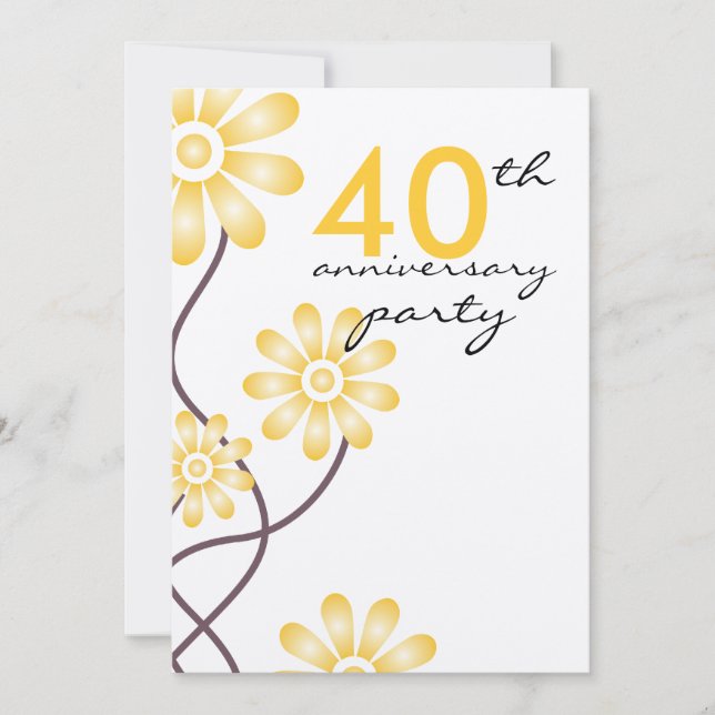Invitation Fleurs à la mode Fête d'anniversaire de mariage de (Devant)