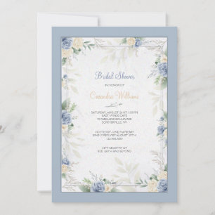 Invitation Fleurs à l'aquarelle bleue