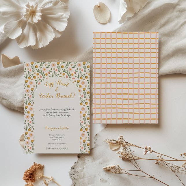 Invitation Fleurs à l'aquarelle Pâques Printemps Chasse aux œ (Créateur téléchargé)