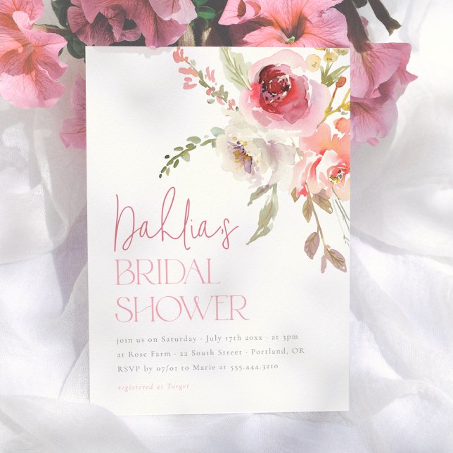 Invitation Fleurs à l'aquarelle Réception de mariage Jardin M (Créateur téléchargé)