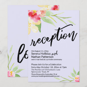 Invitation Fleurs à l'aquarelle & Réception décontractée Lava