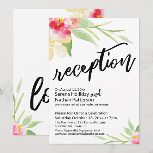 Invitation Fleurs à l'aquarelle & Réception d'écriture manusc