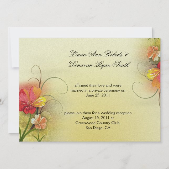 Invitation Fleurs Abstraites Aquarelle Rose Jaune Vert Post (Devant)
