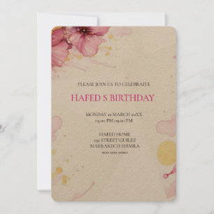 Invitation Fleurs Abstraites Clipart, Fleur Rose Or, Fleur