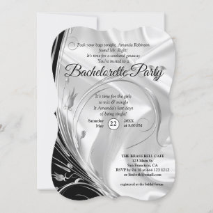 Invitation Fleurs Abstraites d'argent ou d'or sur - Silk & Ar