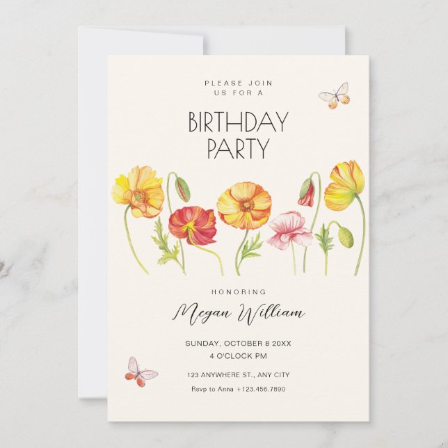 Invitation Fleurs anniversaire esthétique (Devant)