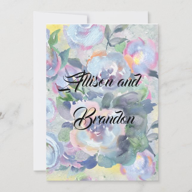 invitation fleurs aquarelle (Devant)