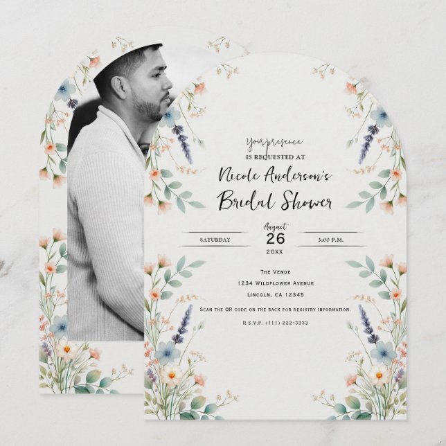 Invitation Fleurs Aquarelle Fête de Mariage Printanière de Fl (Devant / Derrière)