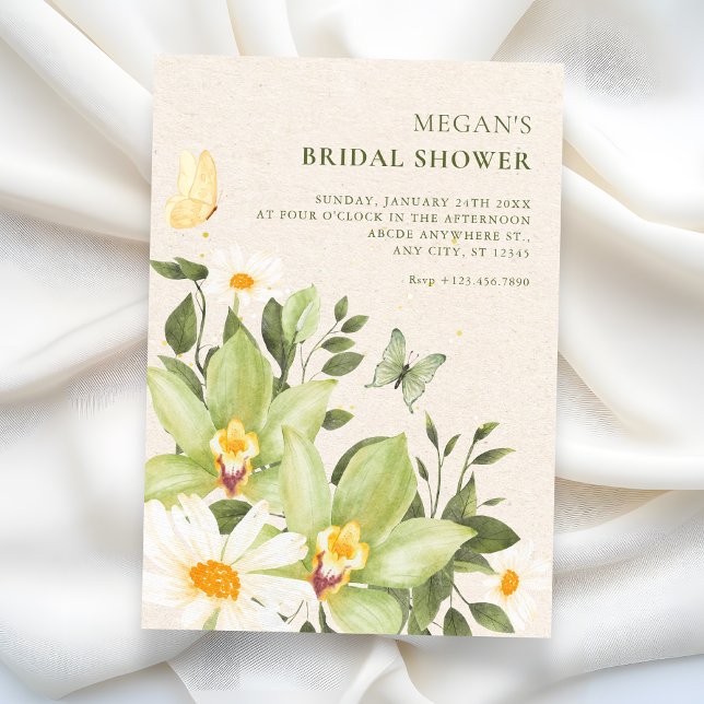 Invitation Fleurs aquarelle floraison douche de mariée  (Créateur téléchargé)