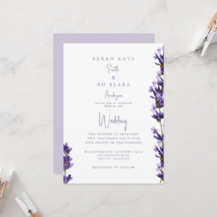 Invitation Fleurs aquarelle lavande Mariage sans parents