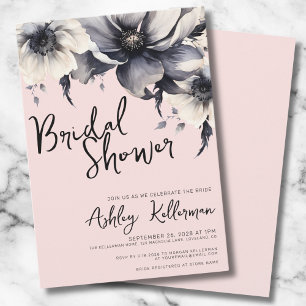 Invitation Fleurs Aquarelle Rose Pâle Baby Shower de Mariée