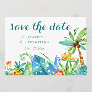Invitation Fleurs Aquarelle Tropicale Photo Enregistrez la Da